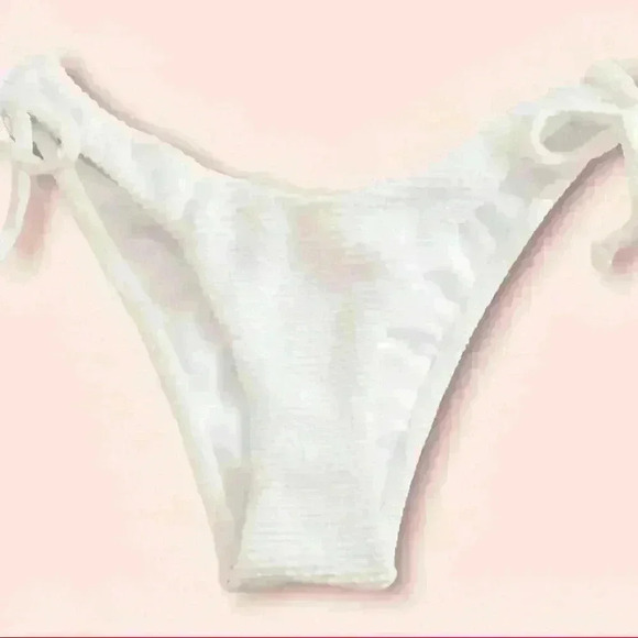 NWT Textured Triangle Wrap Around Solid White Tie Bikini SET - Picture 13 of 14